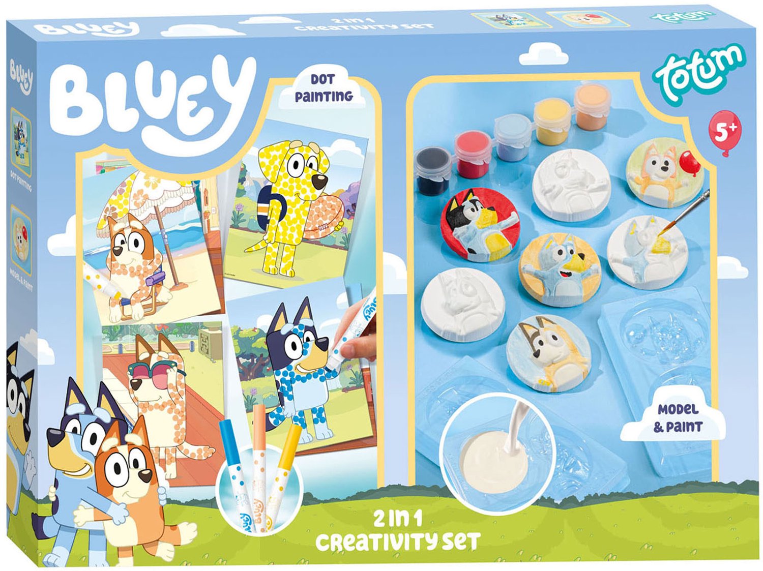 Bluey 2-in-1 Knutselset - Gipsfiguren gieten en stempelkaarten maken - Speelgoed Kinderen - Knutselen - Voor meisjes en jongens - Vanaf 5 jaar - Totum — afbeelding 13