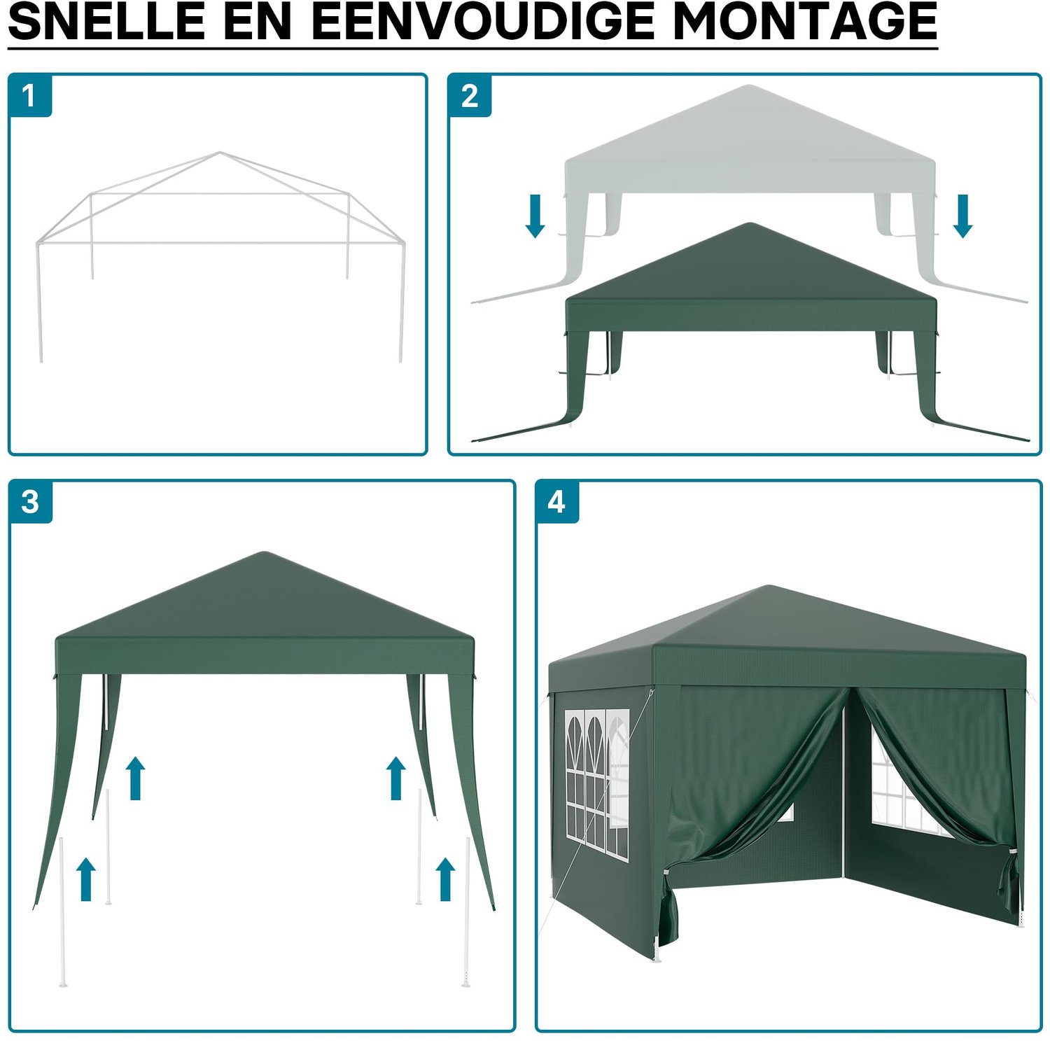 Tuinpaviljoen 3x3 m met UV-Bescherming