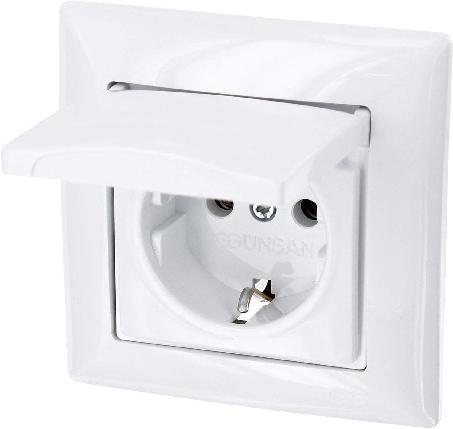 Inbouwstopcontact met Deksel, Serie G1 Pure White