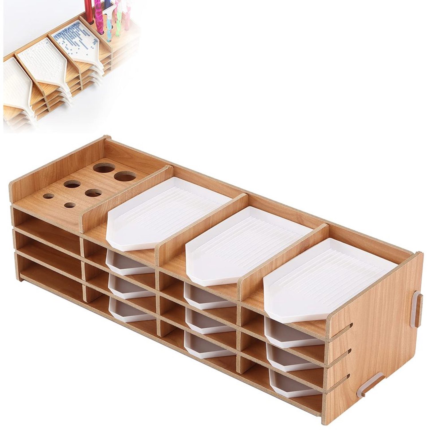Opbergvak Hout - Multi-layer Organisator - Opberger voor Strass-schilderijen - Handig voor Confetti - Bewaar en Vind Snel - Opbergdoos
