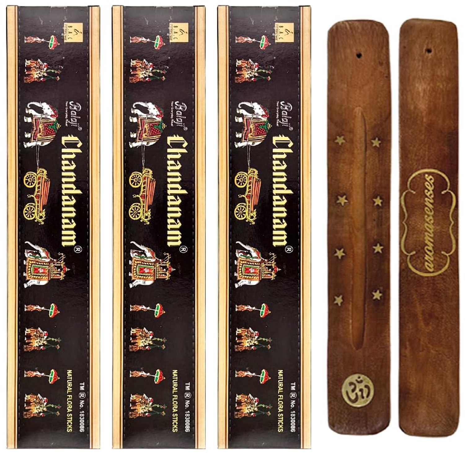 Set van 3 Chandanam Balaji Masala Wierookstokjes met Censer - Natuurlijke Ontspanning