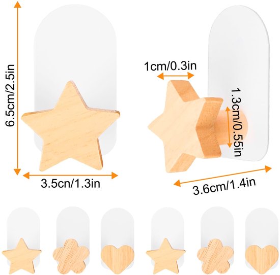 Set van 6 Zelfklevende Kinder Kledinghaken voor Wanddecoratie — afbeelding 2
