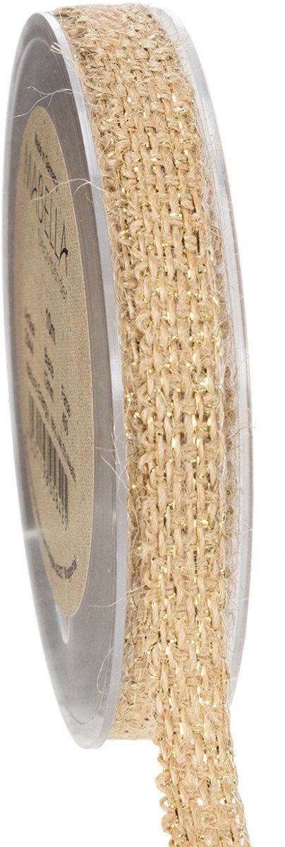 Jute lint, rustiek decoratief lint, natuurlijk jute, goud, 12 mm, 10 m