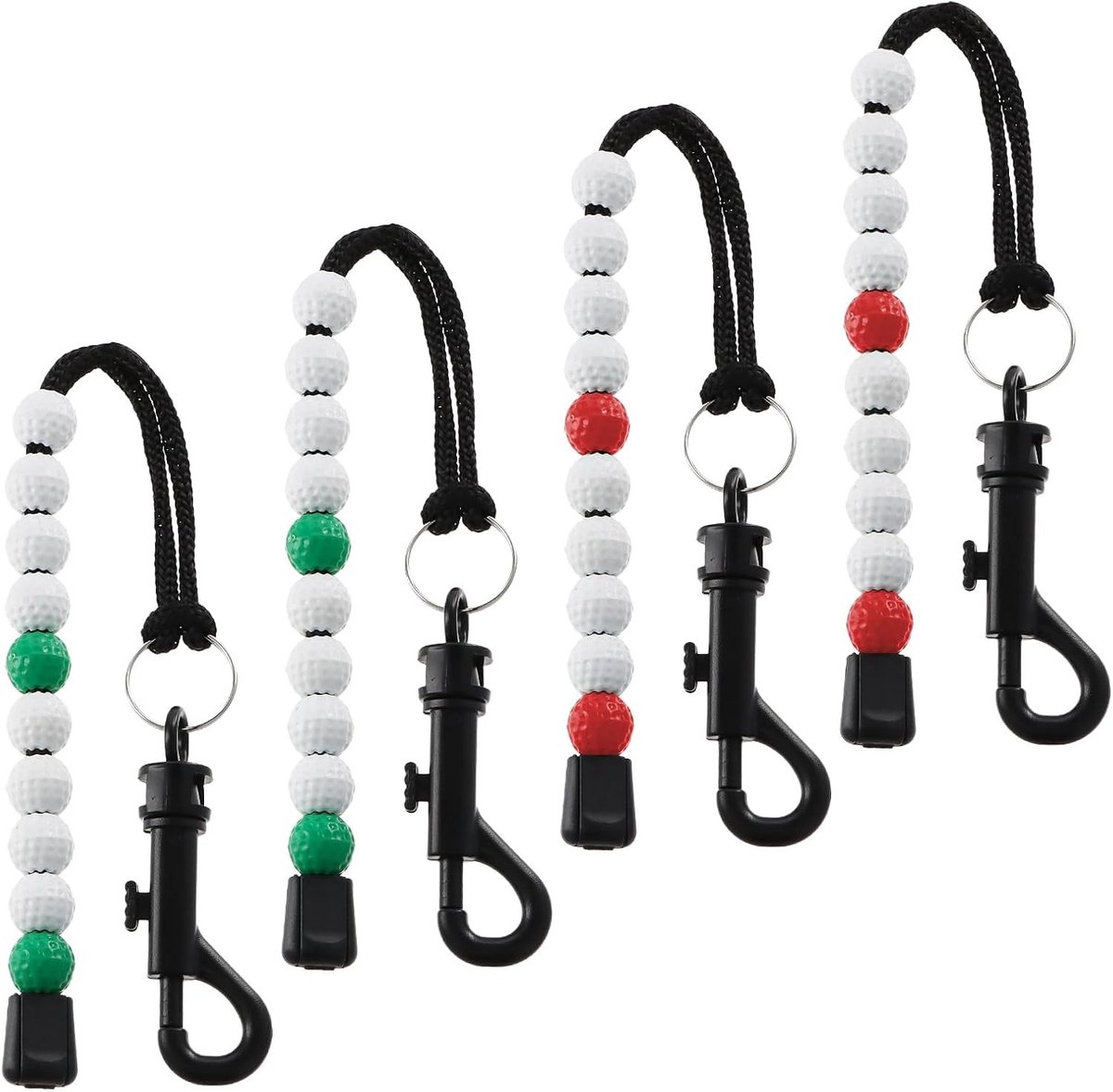 Golf Score Teller Set met 4 Stukken, Plastic Golf Kralen Ketting voor Nauwkeurige Score bij Buiten Golfen, Geschikt voor Mannen en Vrouwen (30CM Lengte)