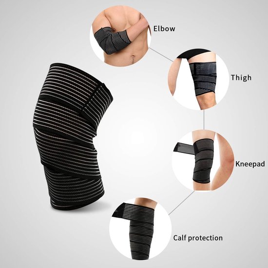 Elastische Compressiebandage 180cm voor Elleboog, Knie, Enkel en Bovenbeen - Ondersteuning voor Sport en Herstel — afbeelding 4