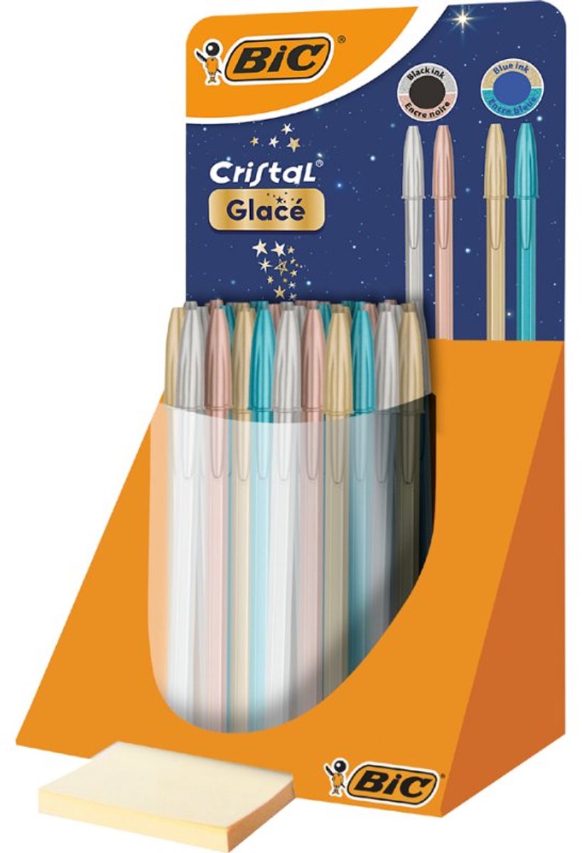BIC balpennen Cristal Glacé, 0,32 mm, blauw en zwart, 40 stuks display