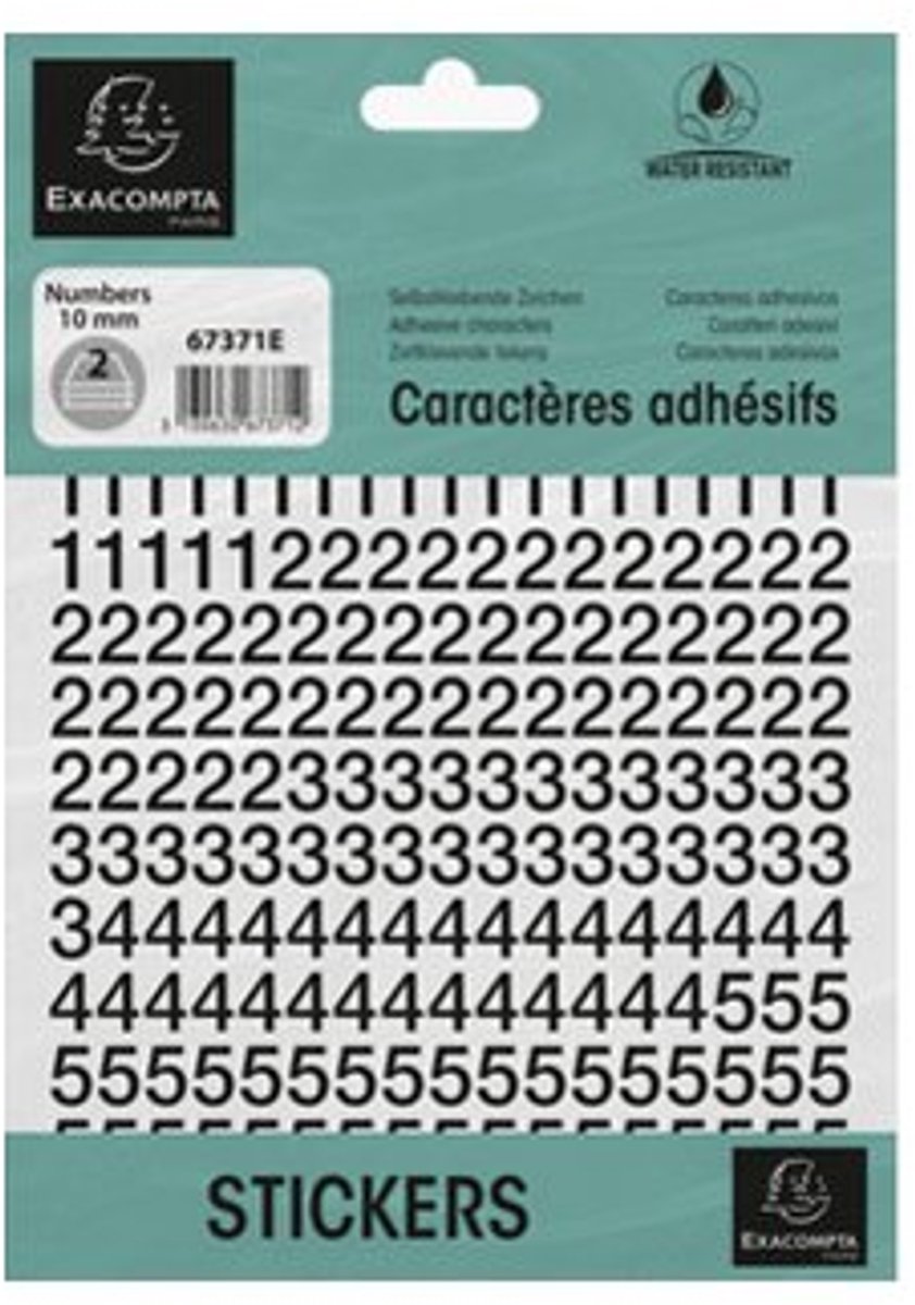 Exacompta Etui met zelfklevende zwarte cijfers 0-9 50 mm - Zwart - 67374E