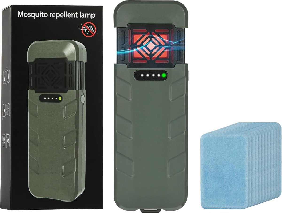 Draagbare Elektrische Muggenbeschermer met Campinglamp - 3-in-1 Oplossing voor Buiten en Binnen, Oplaadbare Accu 9000mAh voor Effectieve Muggenbestrijding