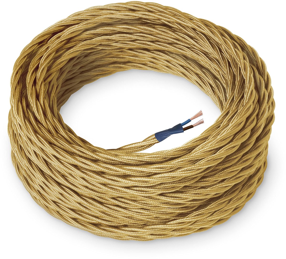 Textielkabel voor lampen 3 meter - Goud, gevlochten zijde - Vintage uitstraling - Perfect voor kroonluchters - ShopVlot