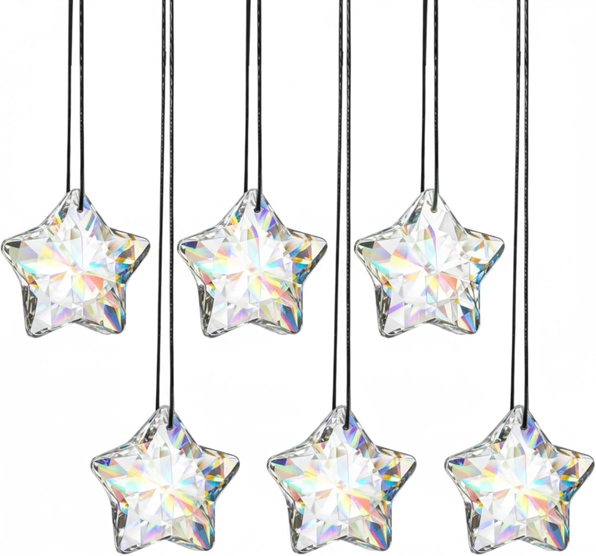 Kerstboom ornamenten set 6 stuks - heldere kristallen sterren - schitterende decoratie - perfect voor je kerstboom - ShopVlot