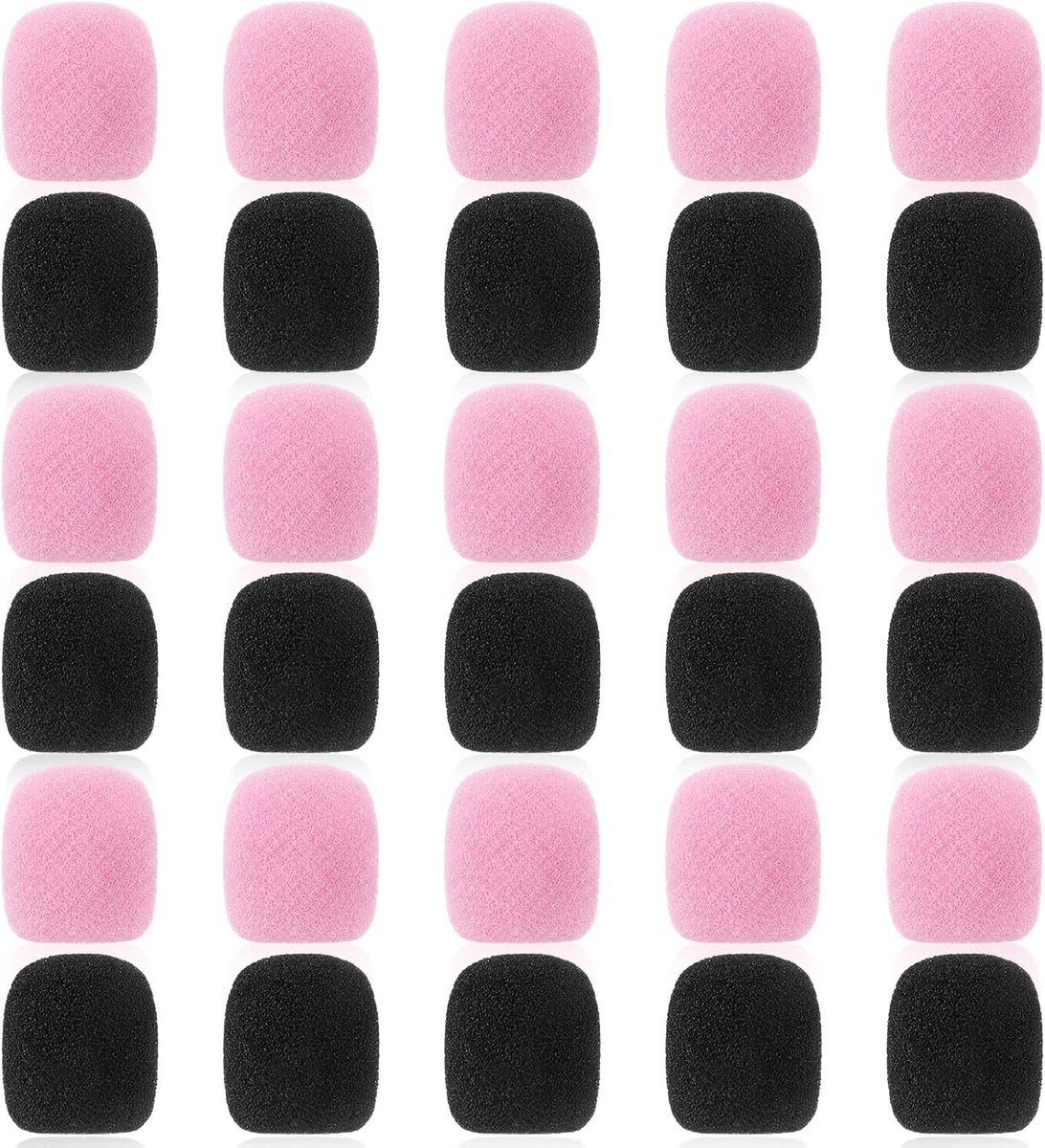 30 stuks microfoonwindscherm, zwart + roze, 3 x 2,2 x 0,8 cm - ShopVlot