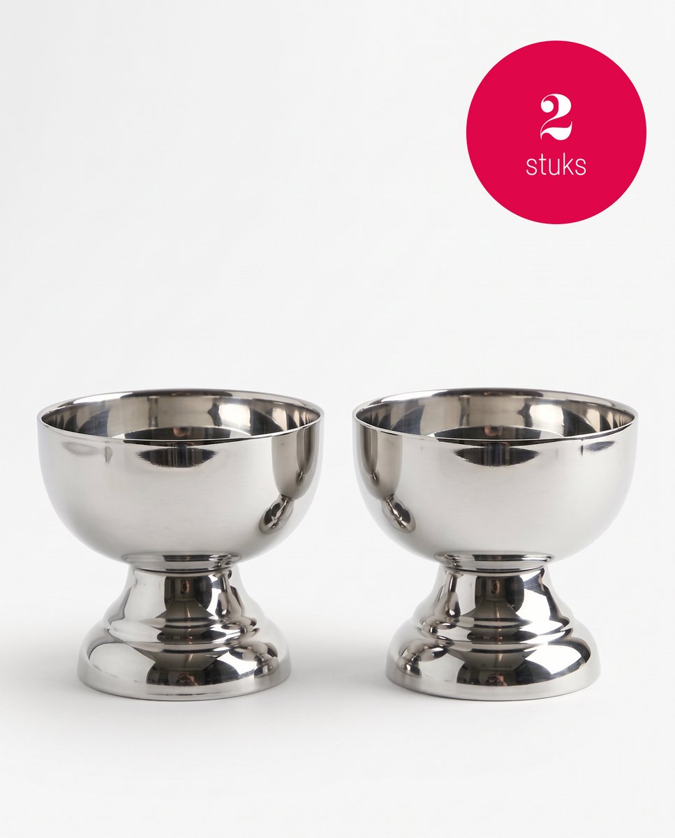 vtwonen - Coupes - Zilver - Metaal - Set van 2 - 7 cm