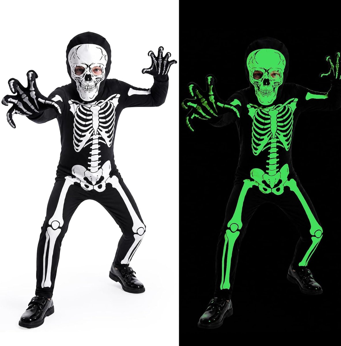 Skeletkostuum voor kinderen, oplichtend in het donker