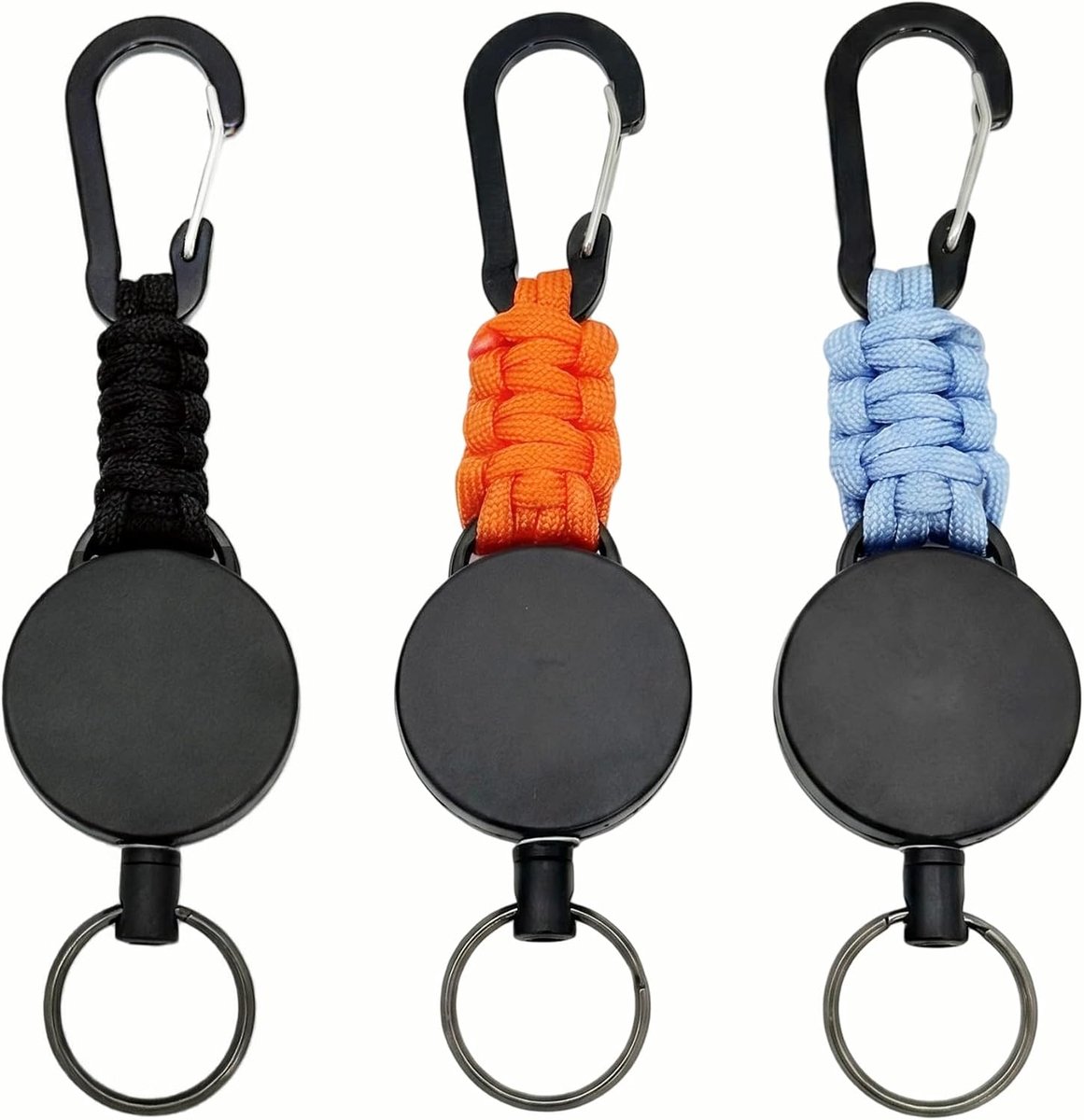 3 stuks uittrekbare sleutelhangers als sleutelkoord en koord, karabijnhaak sleutelhanger met ID-houder set - ShopVlot