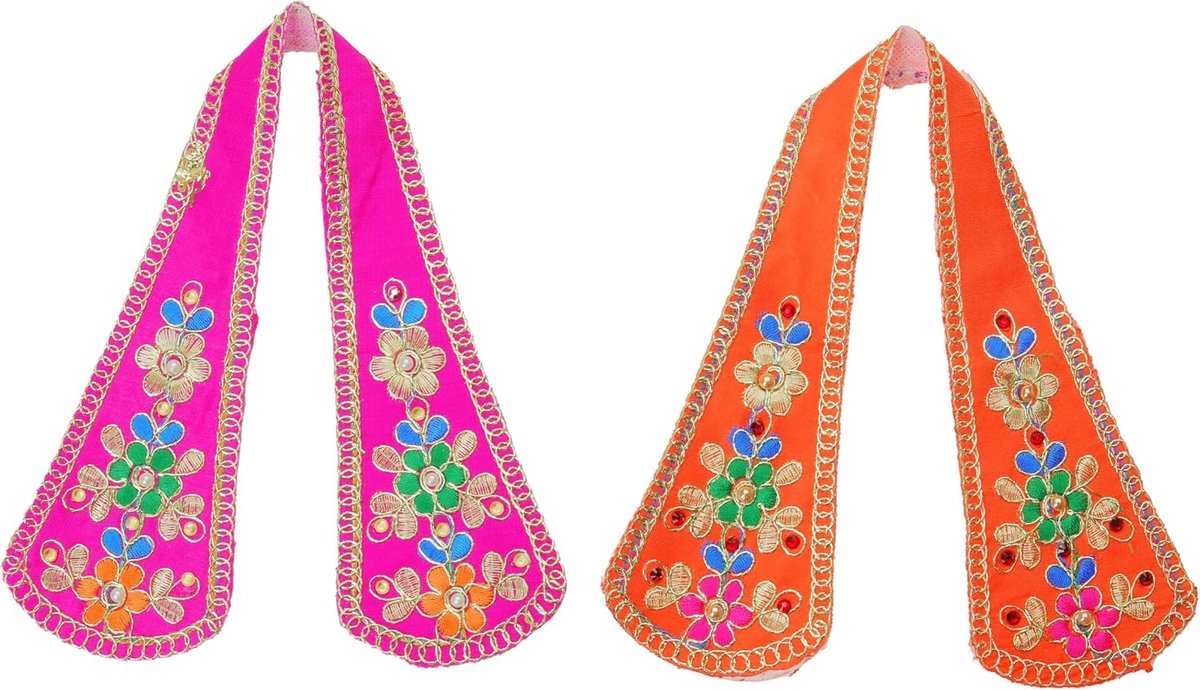 Set of 2 Decorative Puja Cloth Chunari, Pooja Chunar Ganesh Dupatta Pooja Items Articles for Indian Traditional - ShopVlot