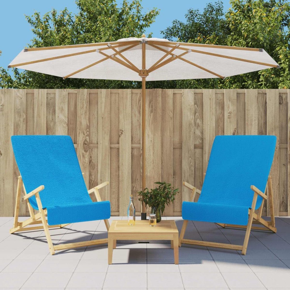 Set van 2 strandhanddoeken 60 x 135 cm - absorberende badhanddoek van katoenmix voor zwembad, strand en vakantie, turquoise