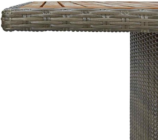 Polyrotan tuintafel met massief acaciahout, bruin, stabiel gepoedercoat stalen frame, onderhoudsvriendelijk PE-rotan, moderne eettafel voor buiten — afbeelding 3