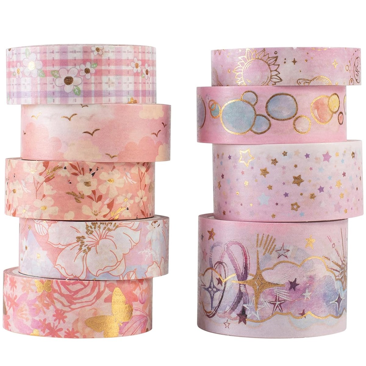 YUBBAEX Mystic Gold Washi plakbandset voor kunst, handwerk, dagboek, planner, verzamelalbums, kaarten en geschenken - ShopVlot