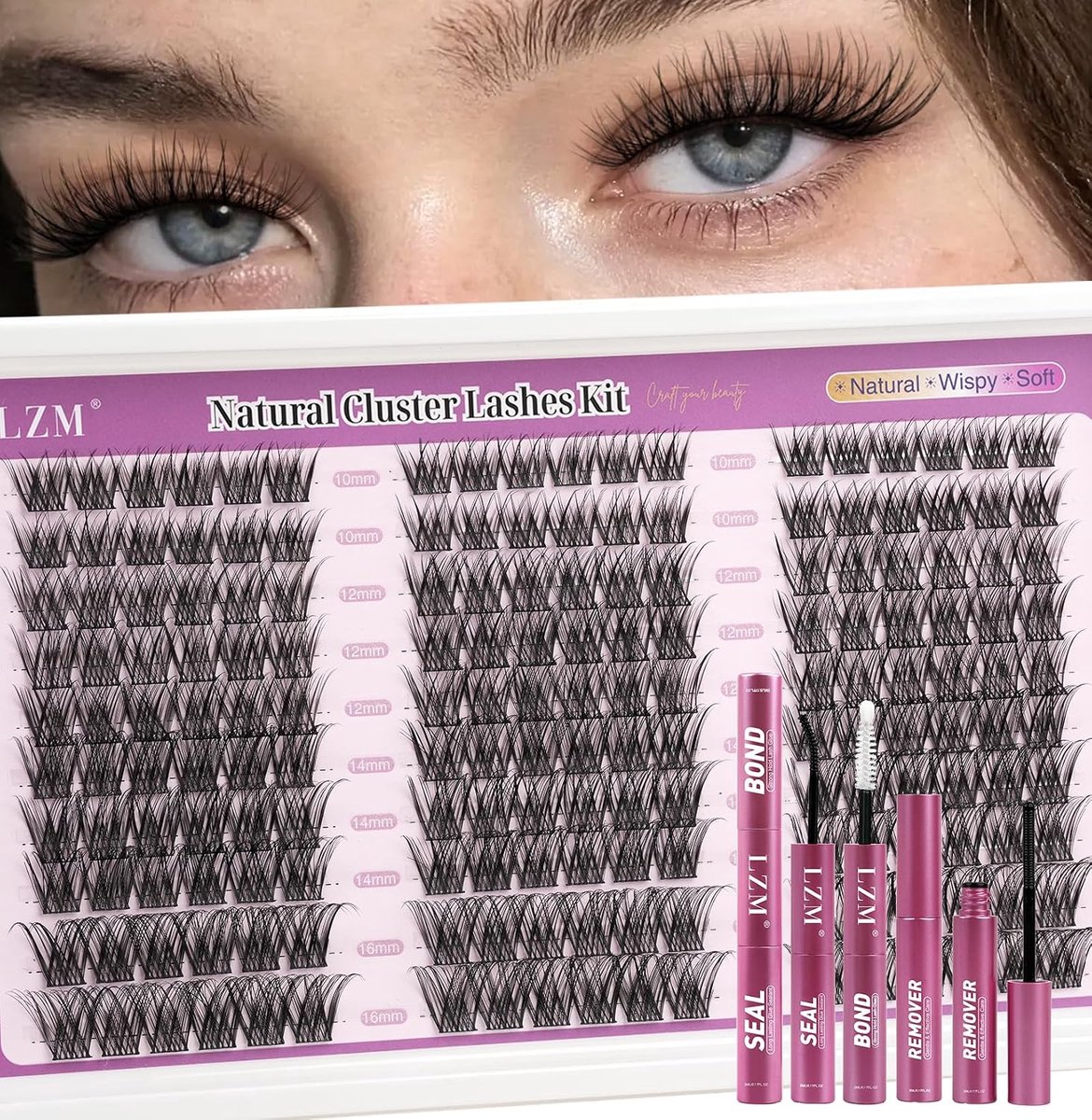 LZM Cluster Eyelash Set Individual Eyelashes with Glue & Remover (ZH16) - ShopVlot