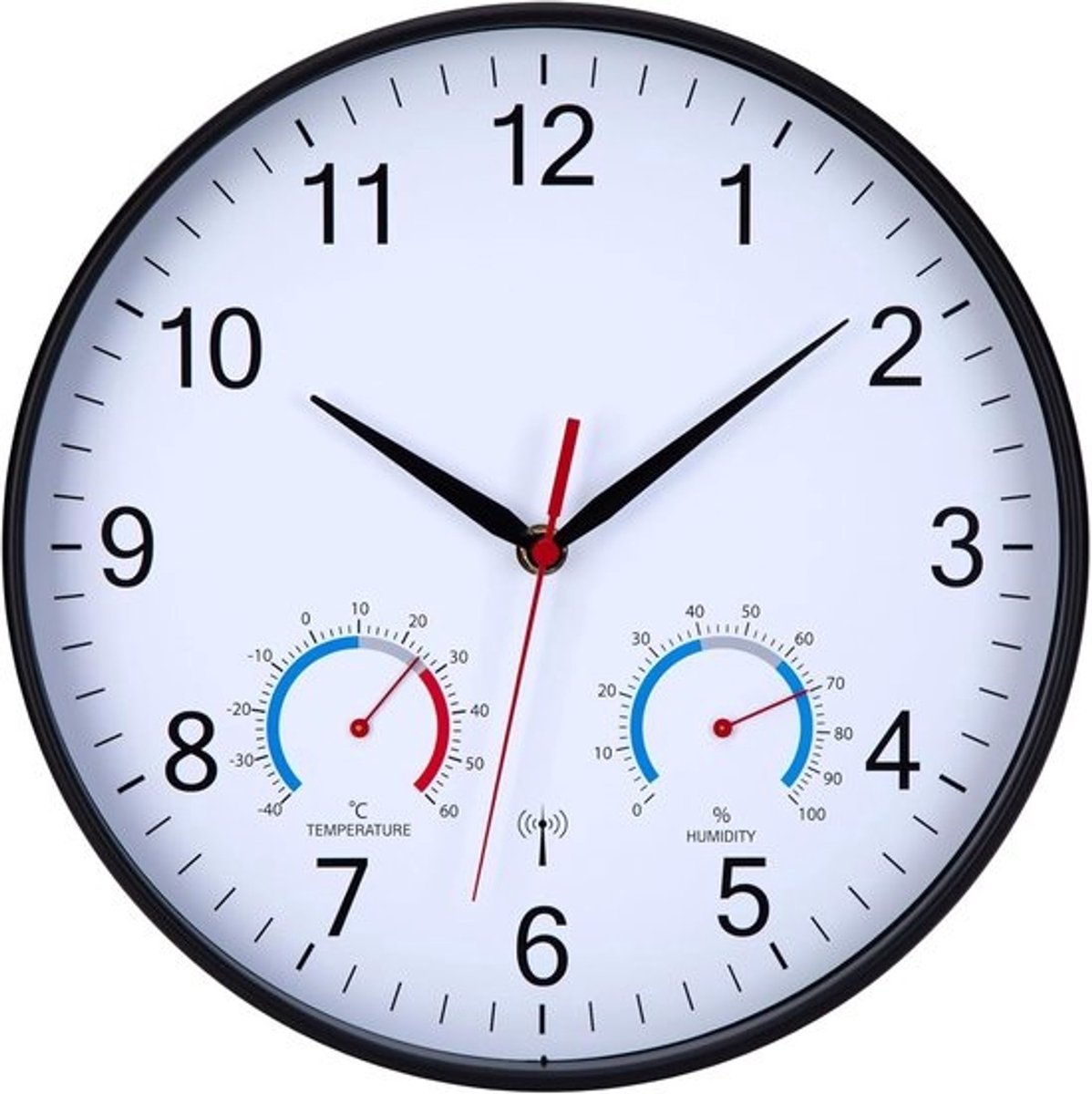 Wandklok - Radiogestuurd - Precieze tijdweergave - Stil - zonder tikken - 30 cm - Zwart-wit