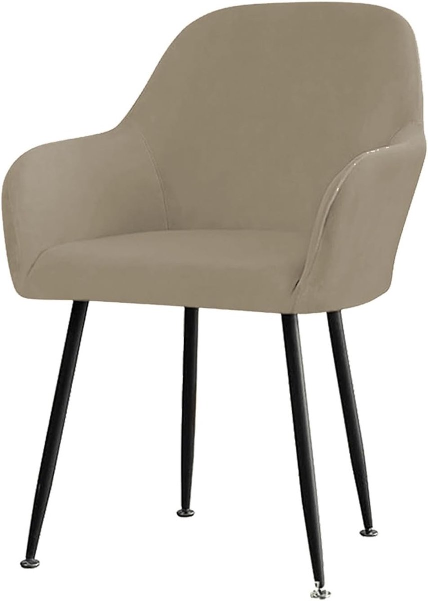 Verstelbare Velours Stoelhoes met Armleuningen voor Kantoorstoelen - Elastische Bescherming (Khaki, Set van 2)