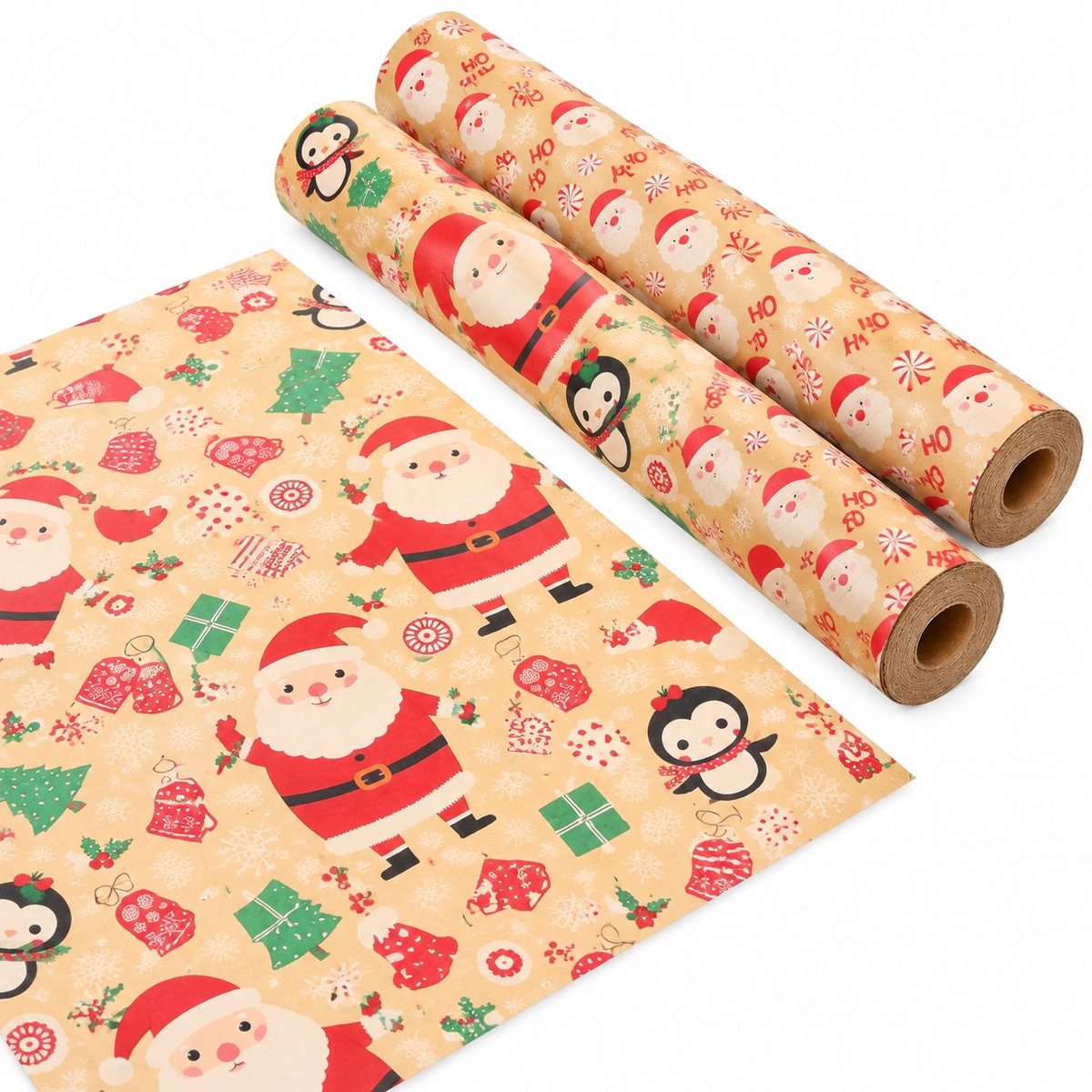 VHV - Inpakpapier - 300 cm - Cadeaupapier - 2 rollen - Kerstpapier - Kerst