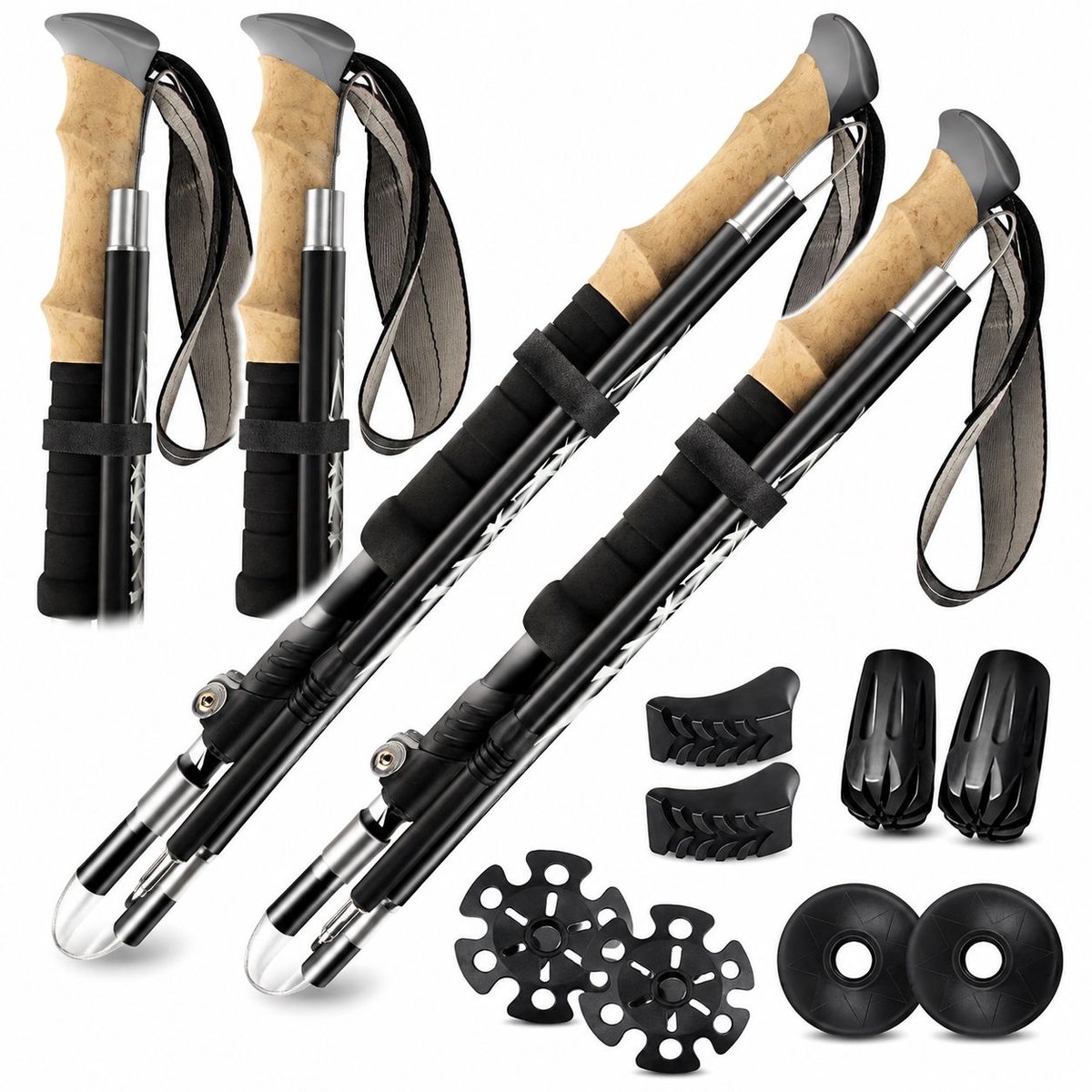 VHV - Wandelstokken - 2 stuks - Verstelbaar van 36 tot 130 cm - Trekkingstokken - Nordic walking stokken - Pro nordic walking - tijdens het kamperen