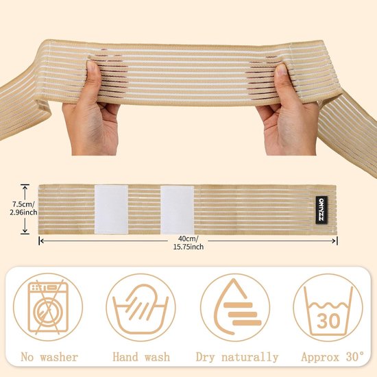 Elastische Polsbandage voor Sport, Gym en Training - Beige - 40 cm - Ideaal voor Gewichtheffen en Squats — afbeelding 5