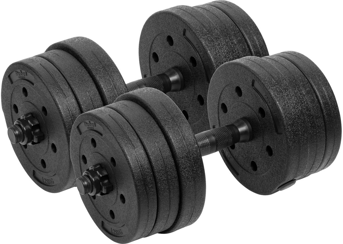 Halter verstelbaar 2x10kg set - solide bitumineus - ideaal voor krachttraining - verbeter je fitness - ShopVlot