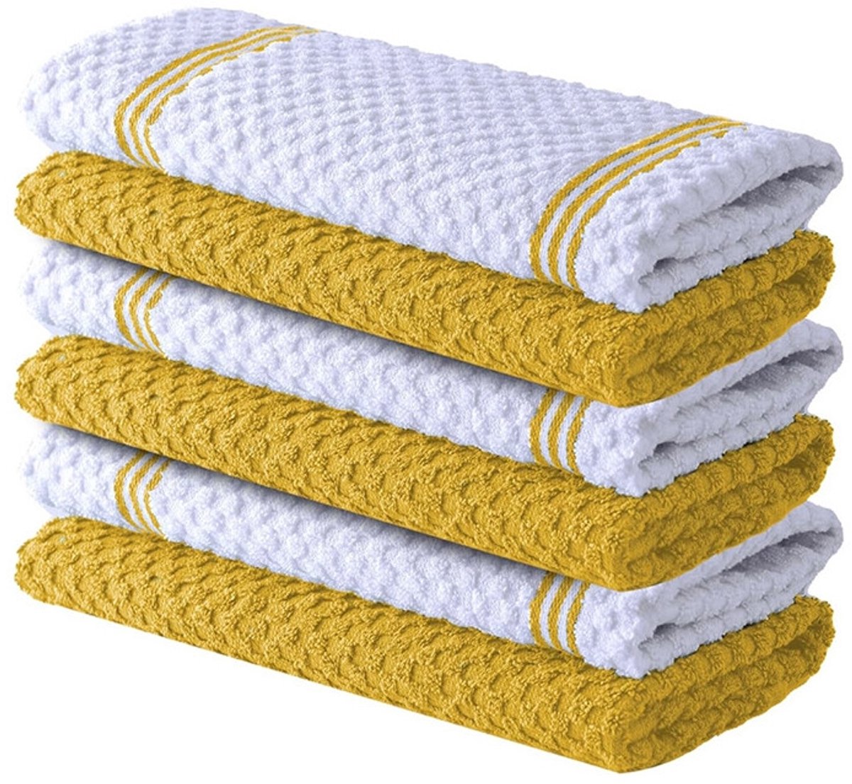LoShop 6-pack keukendoeken geel, zacht en zeer absorberend, pluisvrij, 40 x 66 cm