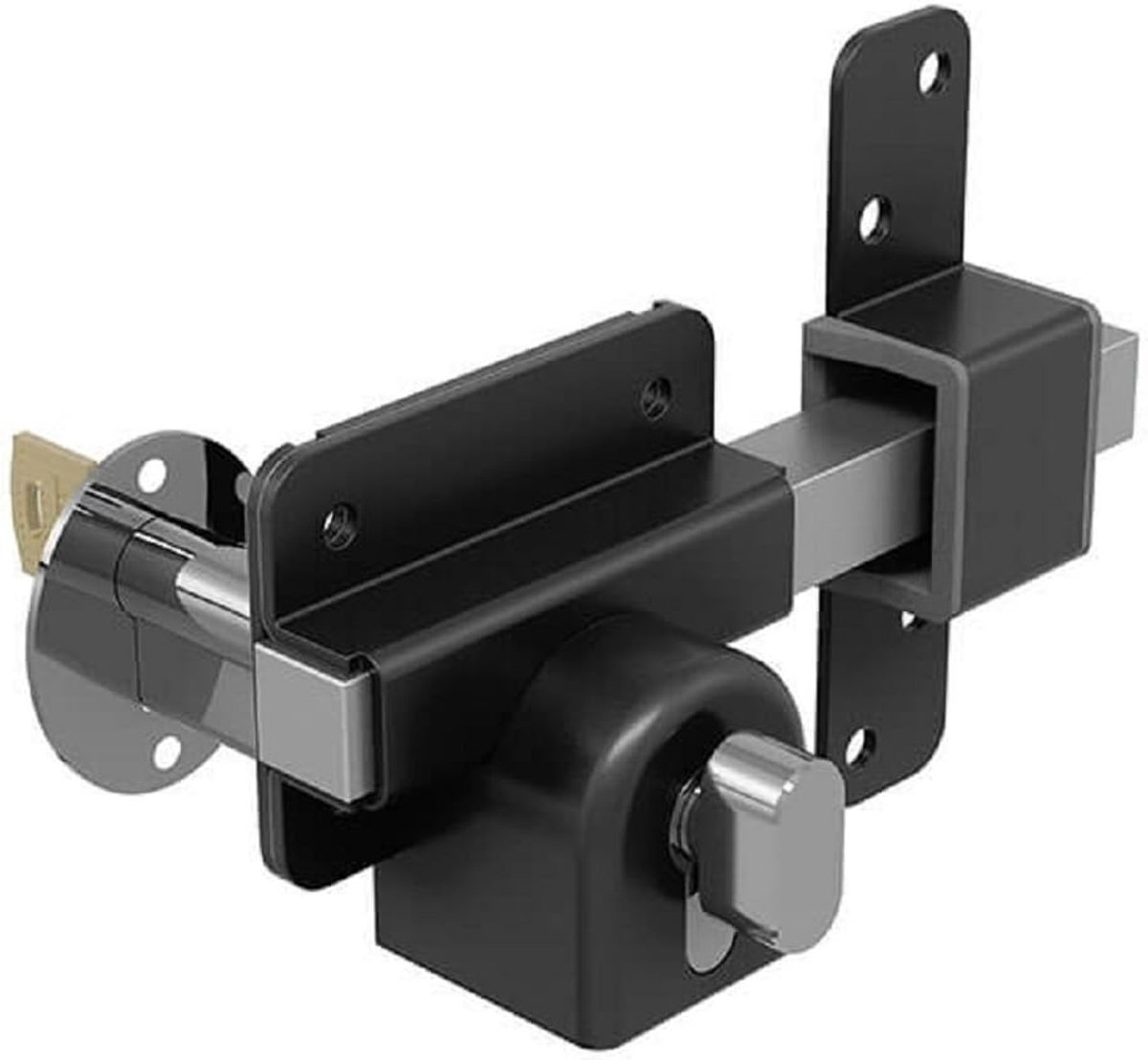 Gatemate 1490116 Euro Profile 70 mm Single Lock Long Throw Garage Door Door Lock with 5 Keys Mounting Kit and Thumb - ShopVlot