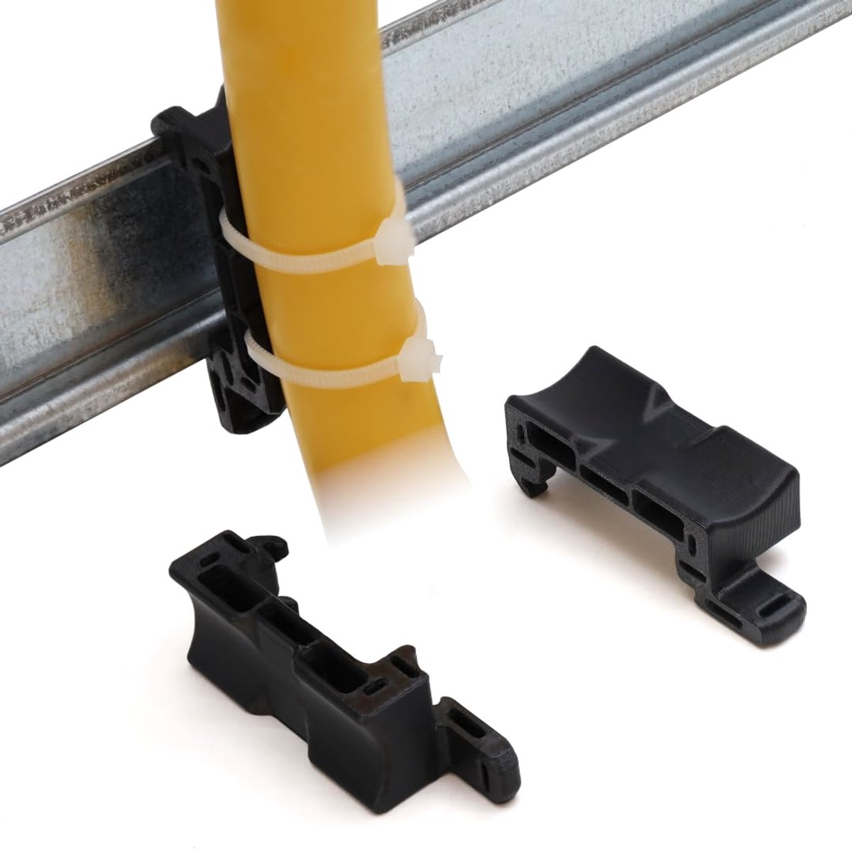 Houder voor hoedrail 1TE DIN profiel - UV-bestendig zwart - Bevestigen van kabels en slangen - Efficiënte organisatie - ShopVlot