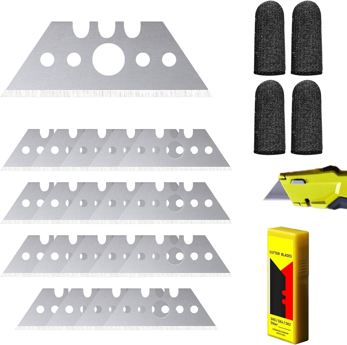 Pack of 20 Trapezoidal Knives, Carpet Knives, Knives, Cutter Knives, Blades, Trapezoidal Blades, 52 mm, Carpet Knife - ShopVlot
