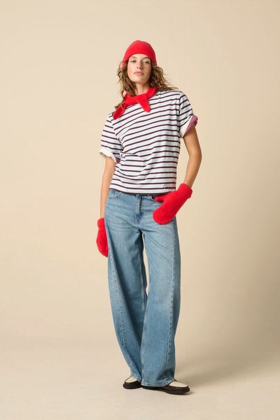 Lichtblauw Gestreept Oversized T-shirt