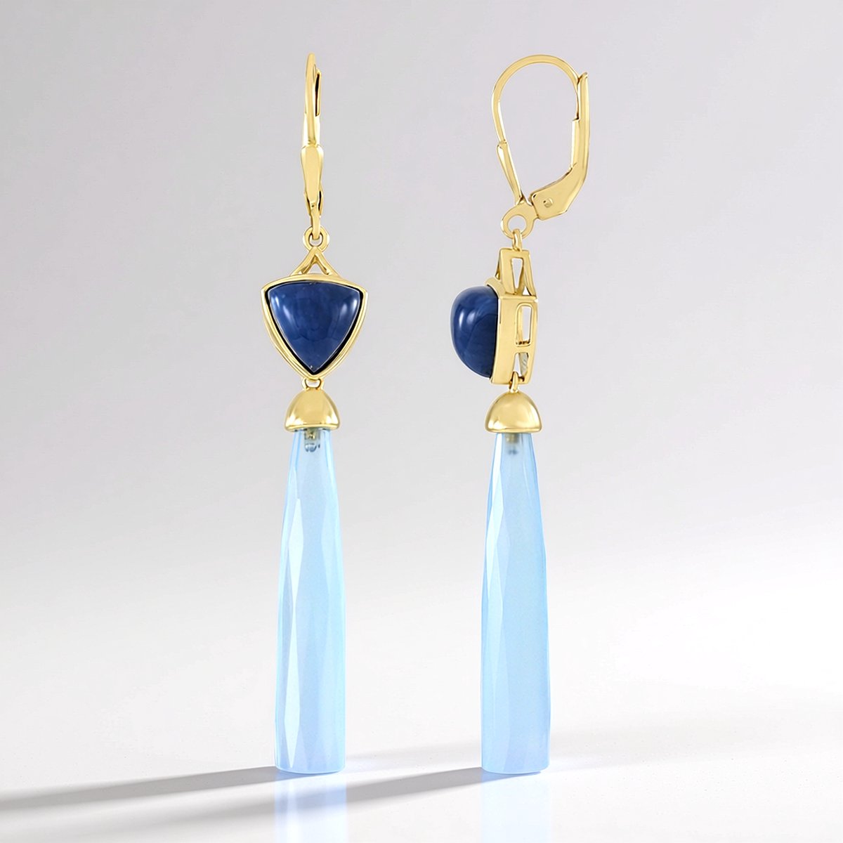 Cavill - 925 Sterling Zilveren Oorbellen - 17,1 ct Blauwe Chalcedoon & 4,5 ct Blauwe Opaal - 64 mm - Elegant & Luxe Sieraden