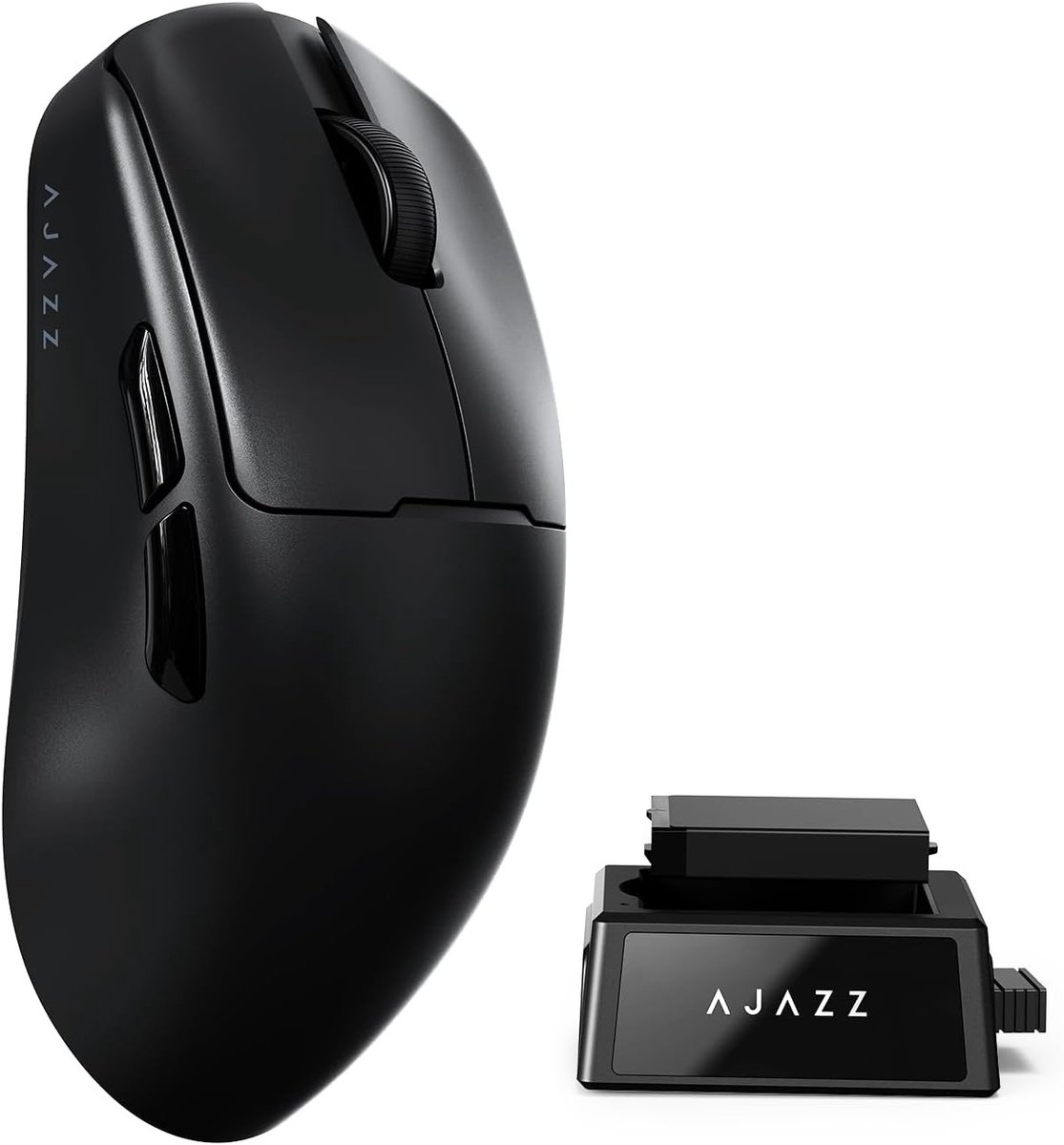 Ultralichte Draadloze Gamingmuis met Verwisselbare Batterij, 32000 DPI Sensor en Oplaadstation voor PC en Mac (Zwart)