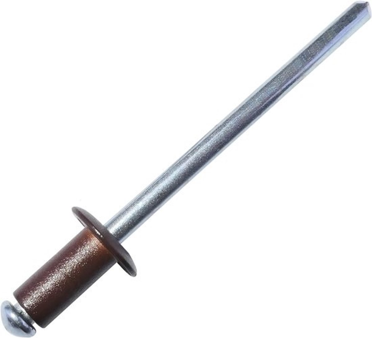 Set blindklinknagels - Popnagels van staal en aluminium - Voor het bevestigen van materiaal - Zelfsnijdende doorn - Ø4x8 mm - Chocoladebruin