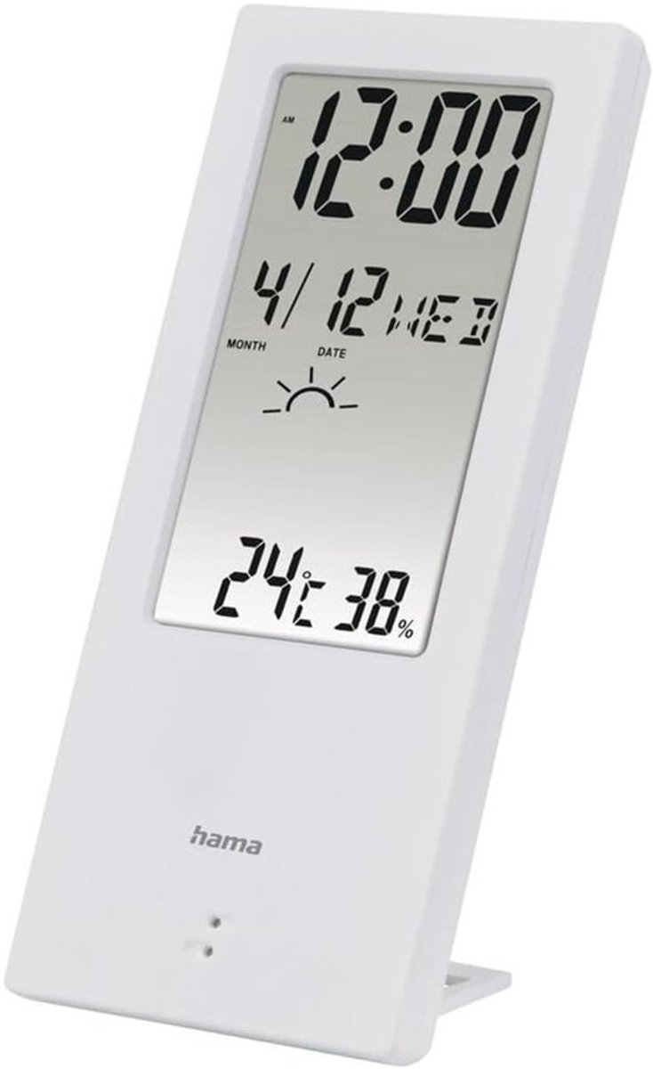 Digitale thermometer - hygrometer - Kamertemperatuur - luchtvochtigheid - Voor binnen - klimaatmeting - Weerindicator - wekker - 65 x 12 x 145 cm - Wit