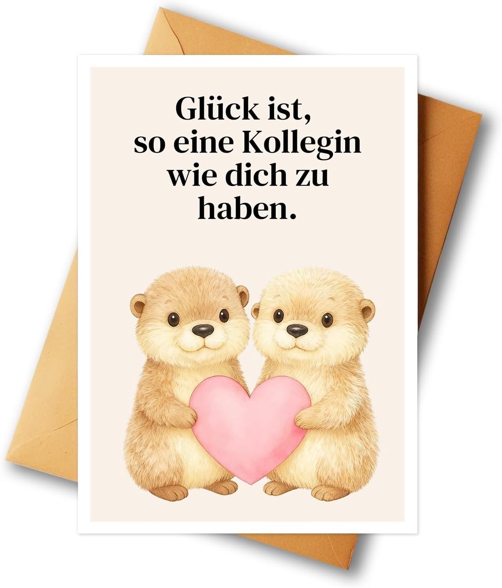 Warm cadeau voor collega's: Otter thema kaart met envelop - 300 g premium papier, veel ruimte voor persoonlijke berichten - Bedankkaart voor vrienden en collega's, origineel en uniek
