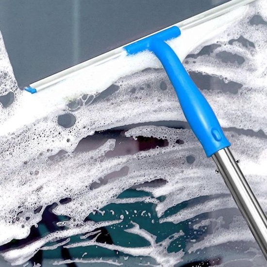 Raamwisser met telescoopsteel - Schoonmaakwisser voor glasbewassing - Streeploos ramen zemen - Draaibare schraperkop - Verstelbare lengte - Zwart — afbeelding 2