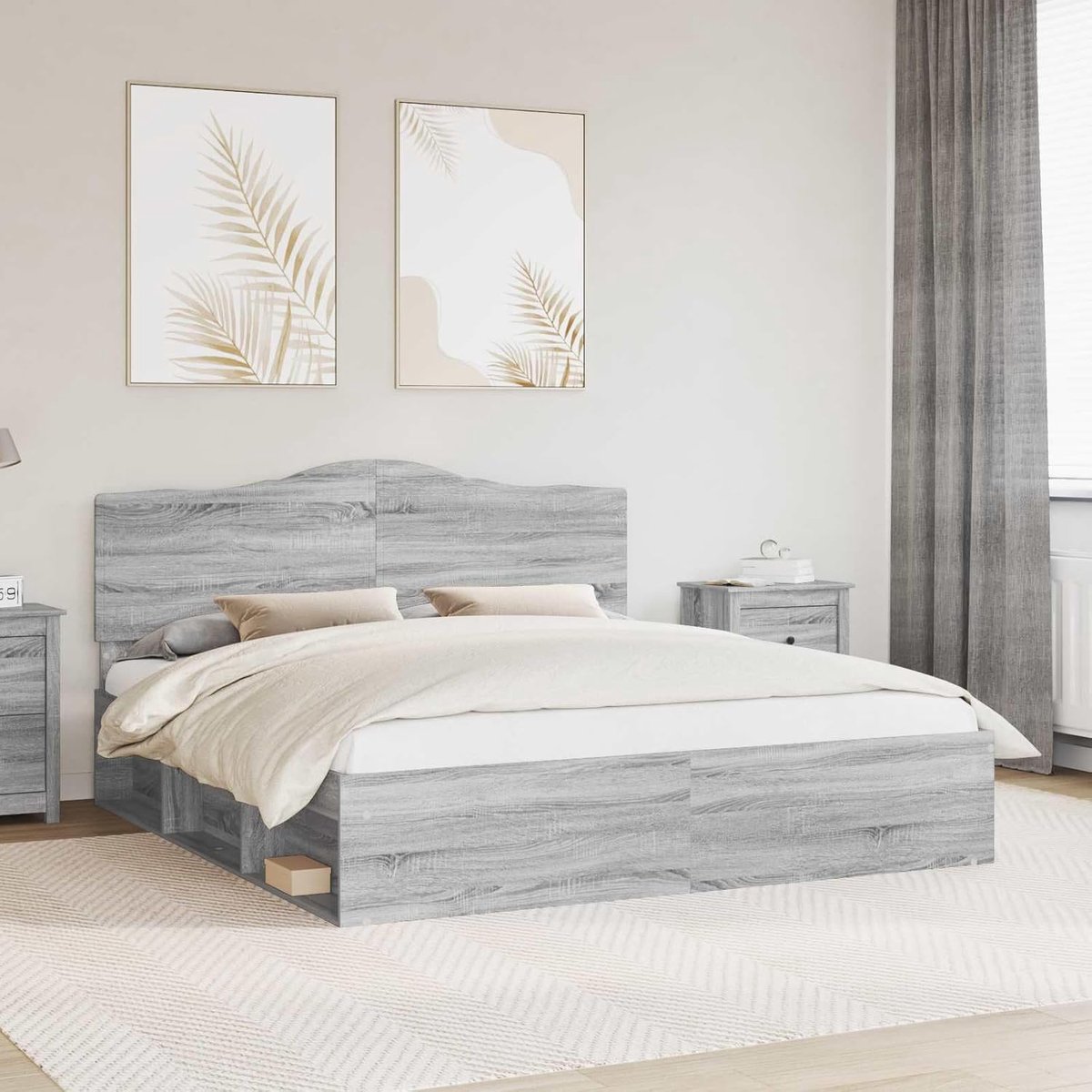 Grenenhout modern minimalistisch 200 x 200 cm grijs sonoma