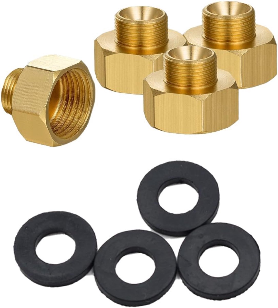 Reducieadapter 1/2 inch naar 3/4 inch - Messing materiaal - Met rubberen afdichting - Voor betrouwbare verbindingen - ShopVlot