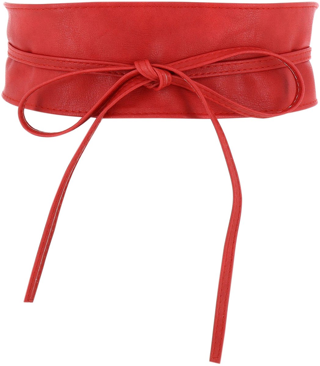FASHIONGEN - Dames Obi Riem, Brede Obi Riem, Poylurethaan imitatieleer, hoge kwaliteit, MICA - Rood, L-XL - ShopVlot