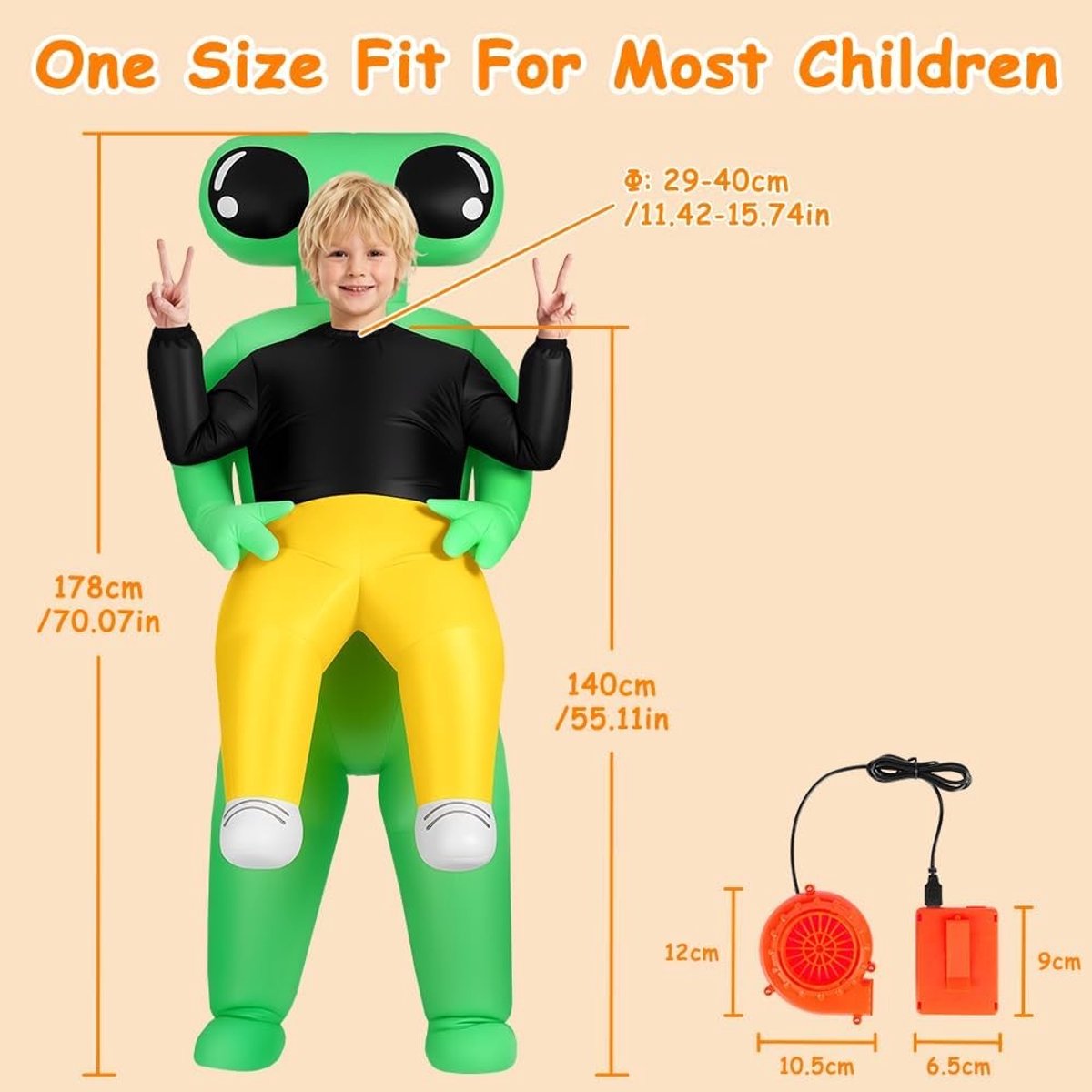 Opblaasbaar Alien Kostuum voor Kinderen en Volwassenen, Ruimte Thema Halloween Outfit, Grappige Cosplay Verkleedkleding voor Feestjes en Evenementen