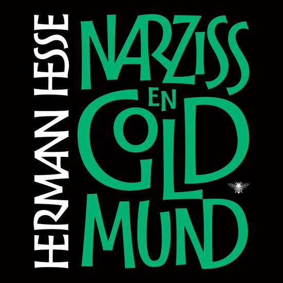 Boekomslag van 'Narziss en Goldmund' van Hermann Hesse in groene letters op zwart.