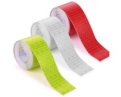 3 Rollen Reflecterende Stickers - Reflecterend - 2 Cm X 5 M - Universele Veiligheidsstickers - Reflecterende Tape - Reflecterende Veiligheidswaarschuwingsstrips - Snijbaar - Reflecterende Waarschuwingstape - Auto - Motor - Fiets - Rood, Wit, Groen