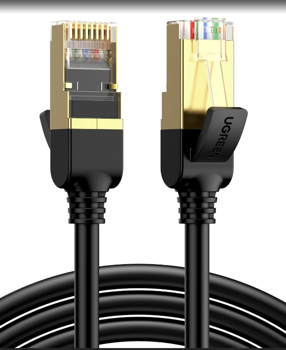 UGREEN CAT7 F/FTP netwerkkabel 2x RJ45 1,5m zwart NW107
