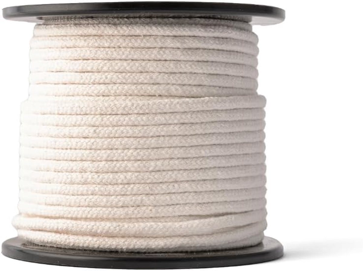 Cotton rope (5mm, 50M, white) - Braided cotton cord - Soft and easy to knot - Breaking force 128 kg - ShopVlot