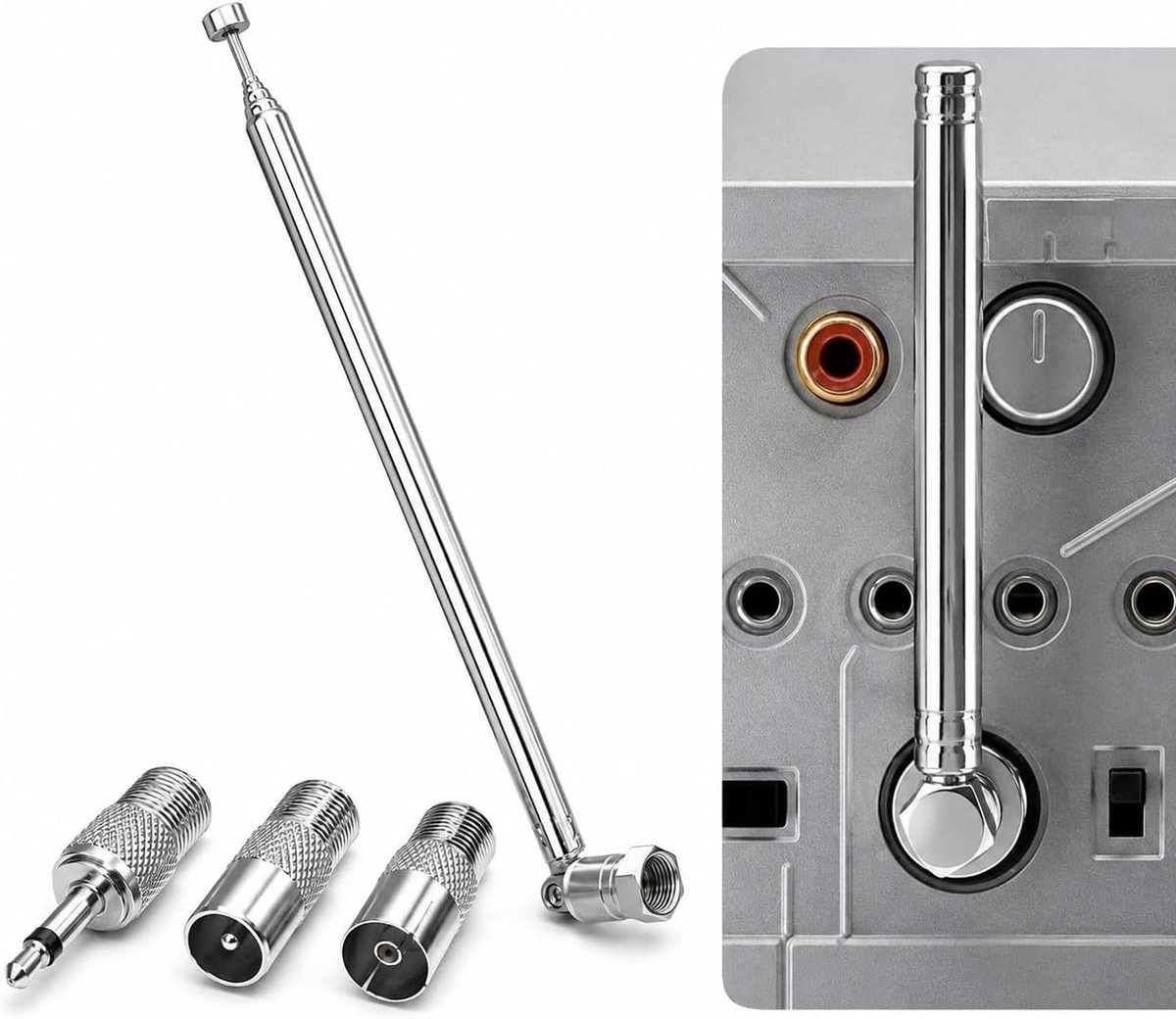 Indoor FM DAB Antenne - 75 Ohm telescopische antenne - 3 adapters - verbeterde ontvangst - ShopVlot