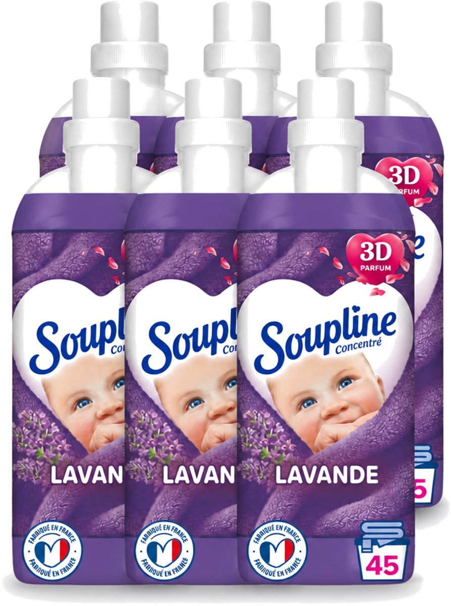 6 x Soupline - Wasverzachter - Lavendel - 45 Wasbeurten - 1L - Voordeelverpakking - 6 stuks